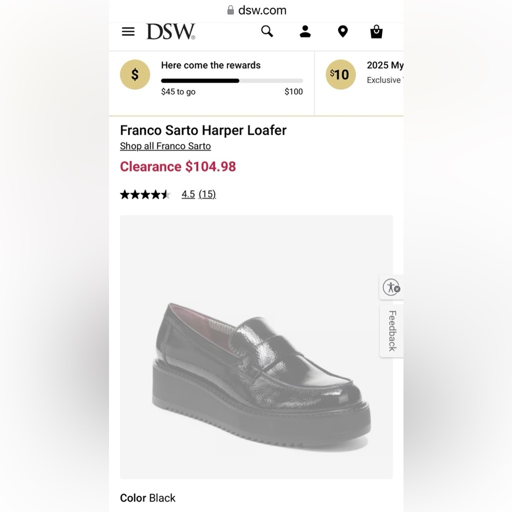 Franco Sarto Black Harper Loafer